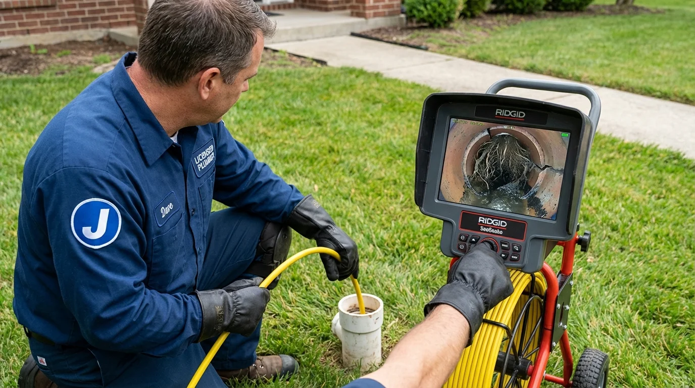 Sewer camera inspection being performed by Johns Plumbing LLC in Westland