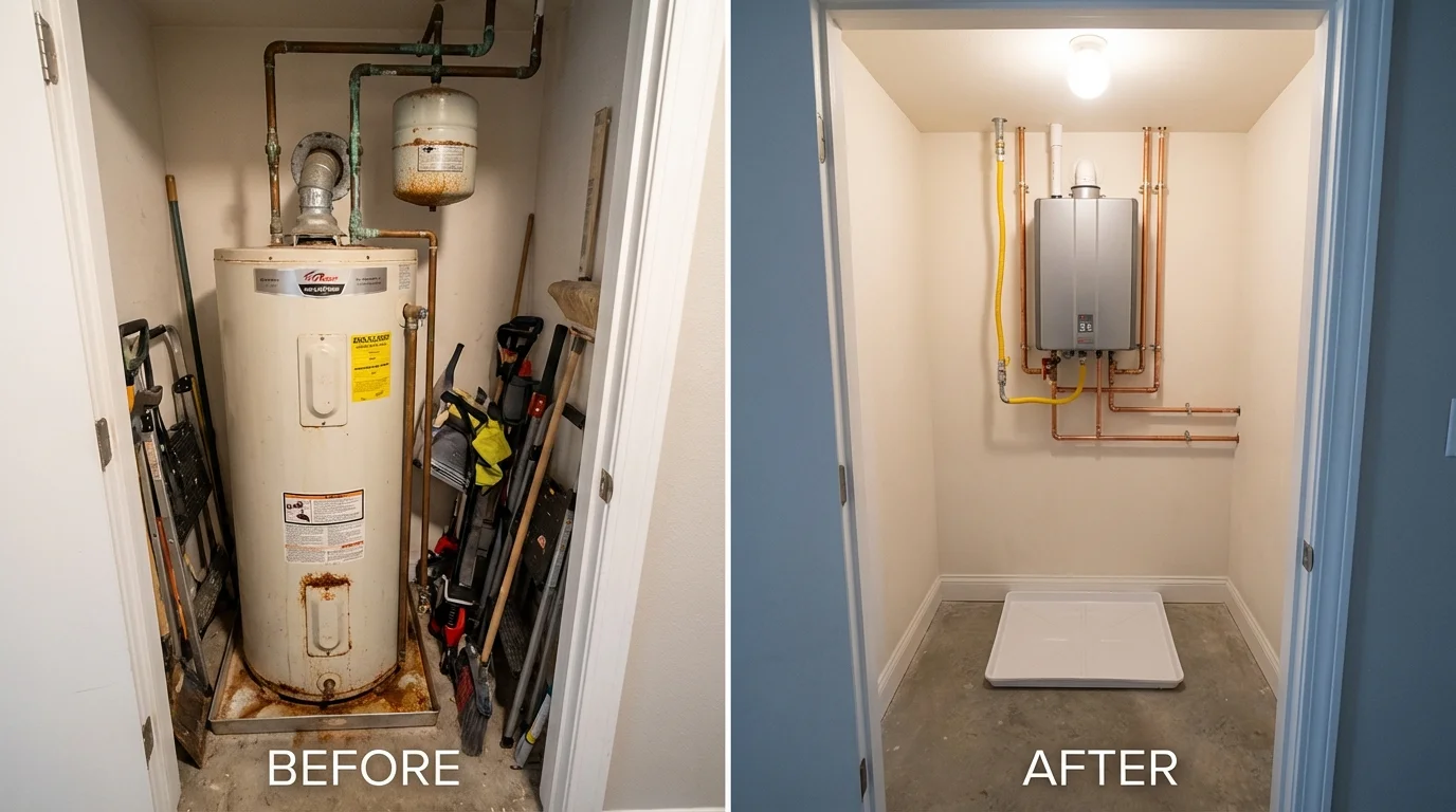 Tank water heater versus wall-mounted tankless unit comparison for Westland, MI homeowners