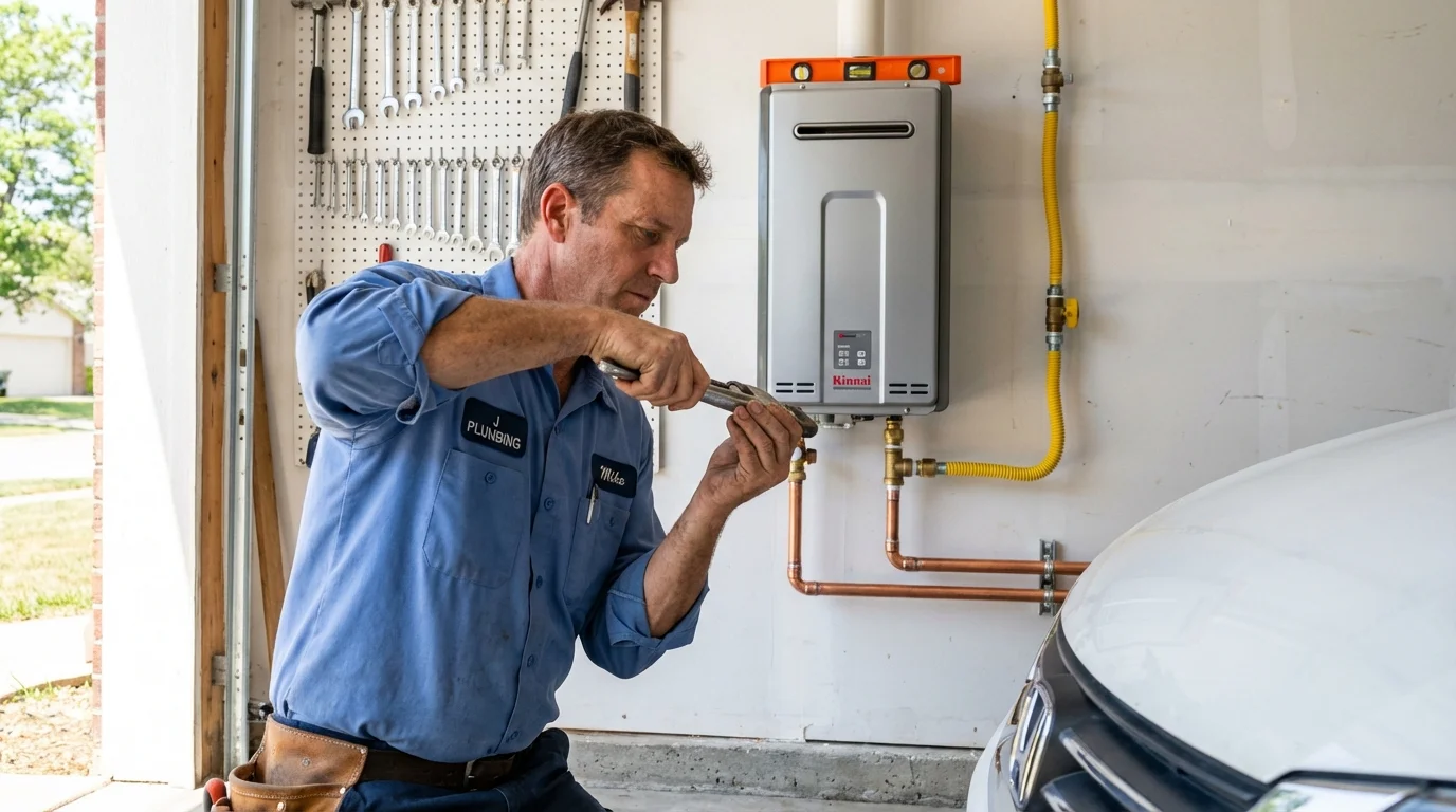 Tankless water heater installation by a Johns Plumbing LLC plumber in Westland